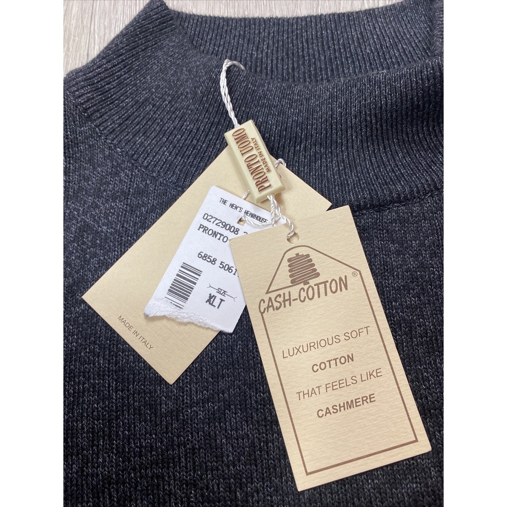 NEW Pronto Uomo Sweater Made In Italy Men's XL Tall XLT Deal Gray Mock Neck